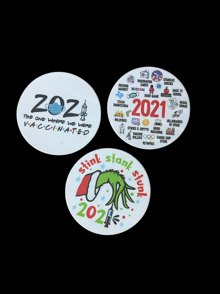 2021 a year in review stickers Corona Masks Shots 3 Lot