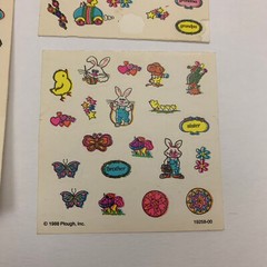 Vintage 80s Plough Inc Stickers Lot Easter Theme Eggs Chicks Bunny Floral Pastel