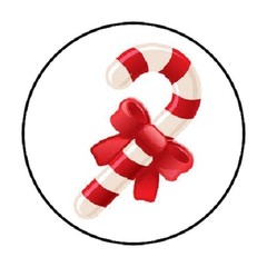 48 CHRISTMAS RED WHITE CANDY CANE ENVELOPE SEALS LABELS STICKERS 1.2″ ROUND