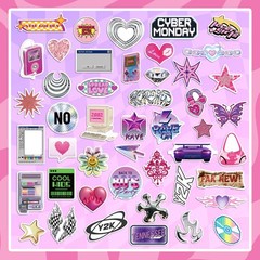 200Pcs Y2K Stickers, Cool and Trendy 2000s Aesthetic Stickers, Cute Vintage V…