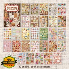 Bomichi Animal Plant Sticker Book Brown Cover