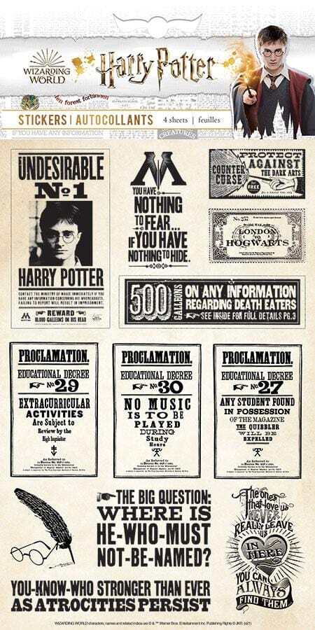 4 Sheets Harry Potter Papers & Proclamations Stickers Planner Supply Party Favor