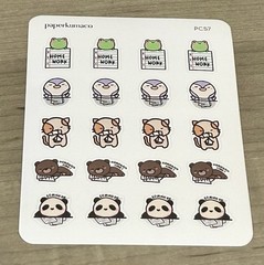 NEW PaperKumaCo “Home Work” Sticker Sheet Paper Kuma Co PKC Stickers