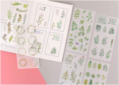Plants Scrapbook Stickers,12 Sheets DIY Decorative Green Leaf Decals Stickers fo