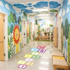 Hopscotch Game Floor Stickers for Kids, Fun Puzzle Wall Decals