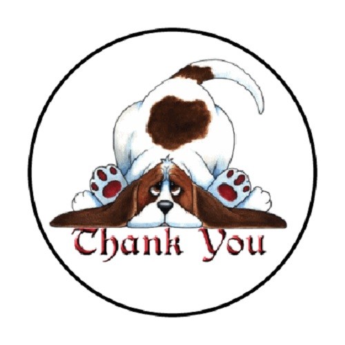 48 Thank You Dog #2. ENVELOPE SEALS LABELS STICKERS 1.2″ ROUND