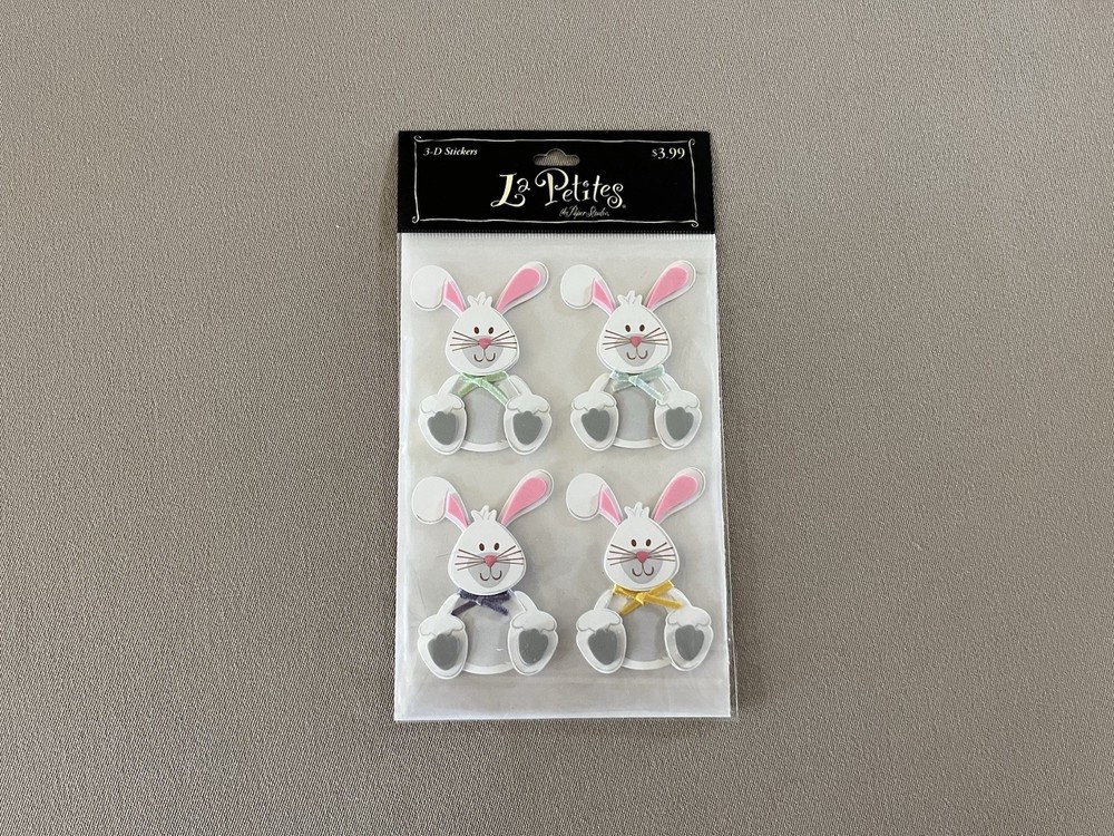 3D “Easter Bunny” Stickers-Sheet Is 4” X 6”, Each Bunny Is: 1 3/4” X 2 1/2”, New