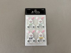 3D “Easter Bunny” Stickers-Sheet Is 4” X 6”, Each Bunny Is: 1 3/4” X 2 1/2”, New