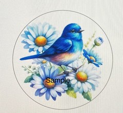 30 WATERCOLOR BIRD BLUE BIRD ENVELOPE LABELS STICKERS SEALS 1.5″ ROUND DAISY