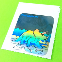 Vintage Holographic Triceratops Dinosaur 3D Sticker