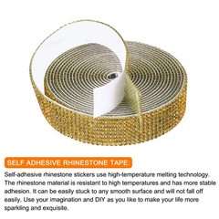 0.7 Inch Self Adhesive Rhinestone Strips 3 Yard for Crafts,Gold