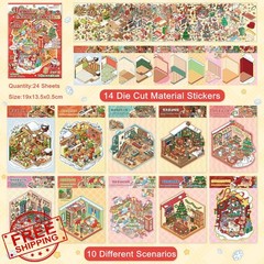 Wnqou 10 Sets 3D Christmas Sticker Book