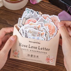 Vintage Rose Letter Paper Stickers Junk Journal Diary Decorative Collage Crafts