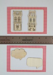 Claudine Hellmuth Laser Wood Die Cut Set Embellishments w/Rub On Transfers OOP