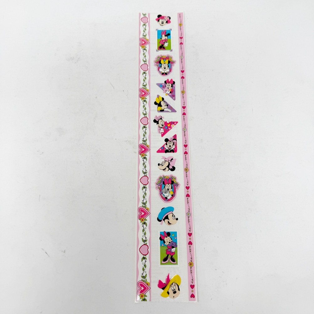 Rare Vintage Sandylion Disney Minnie Mouse Sticker Strip 12″ NEW