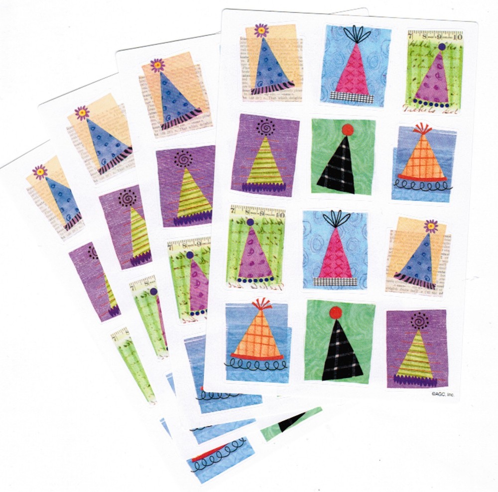 4 Sheets Birthday PARTY HATS Scrapbook Stickers!