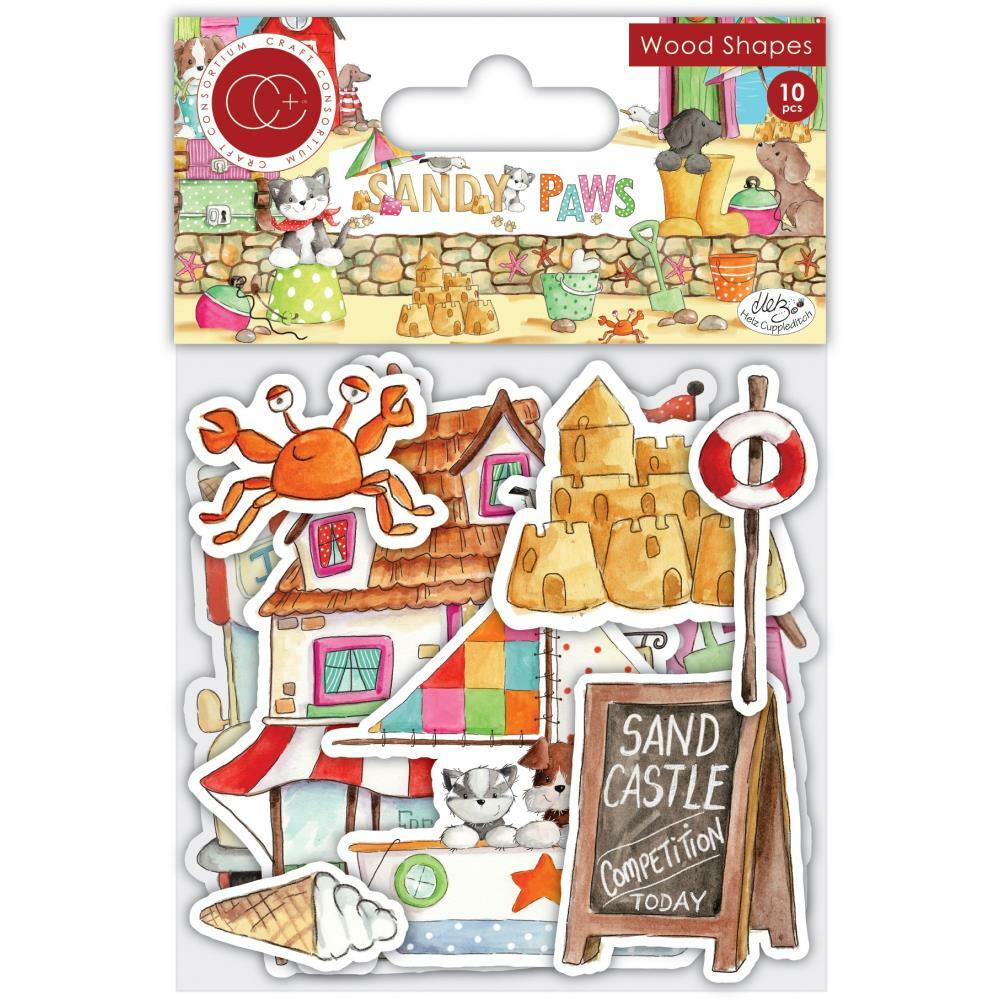 Crafts Craft Consortium Wood Shapes Sandy Paws Crab Ice Cream Truck Dog Cat Boat