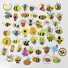50pcs Cartoon Bumble Bee Sticker Bundle Schoolbooks Cards Junk Journal