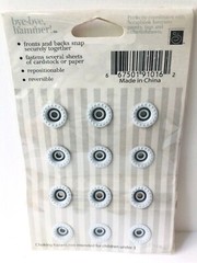 Chatterbox Scrapbook Rivets package of 12 White Round Snap-on Fasteners