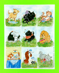 Vintage Eureka Kitten Cats Puppy Dogs Animals Sticker Sheet Retired