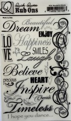WONDERFUL WORDS Rub-On Transfers(4.5”x 7”)Inspire•Believe •Happiness•Card Making