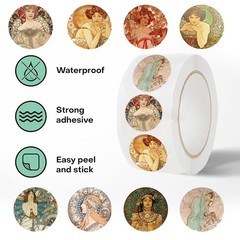 500 sheets/roll Retro Beauty Art Stickers Decorative Envelope Seals Stationery S