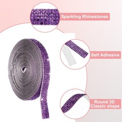 4 Yard 5 Rows Self Adhesive Crystal Rhinestone Ribbon Roll Dark Purple