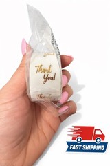 Thank You Stickers Roll 500 PCS round Transparent Gold Glitter Foil Seal Sticke
