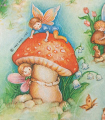 Vintage 80’s Hallmark Scratch & Sniff Fairies & Mushroom Scented Sticker Sheet
