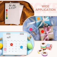 PATIKIL 6000Pcs 6 Roll Colored Dot Stickers, 0.5″ Circle Stickers Self Adhesive