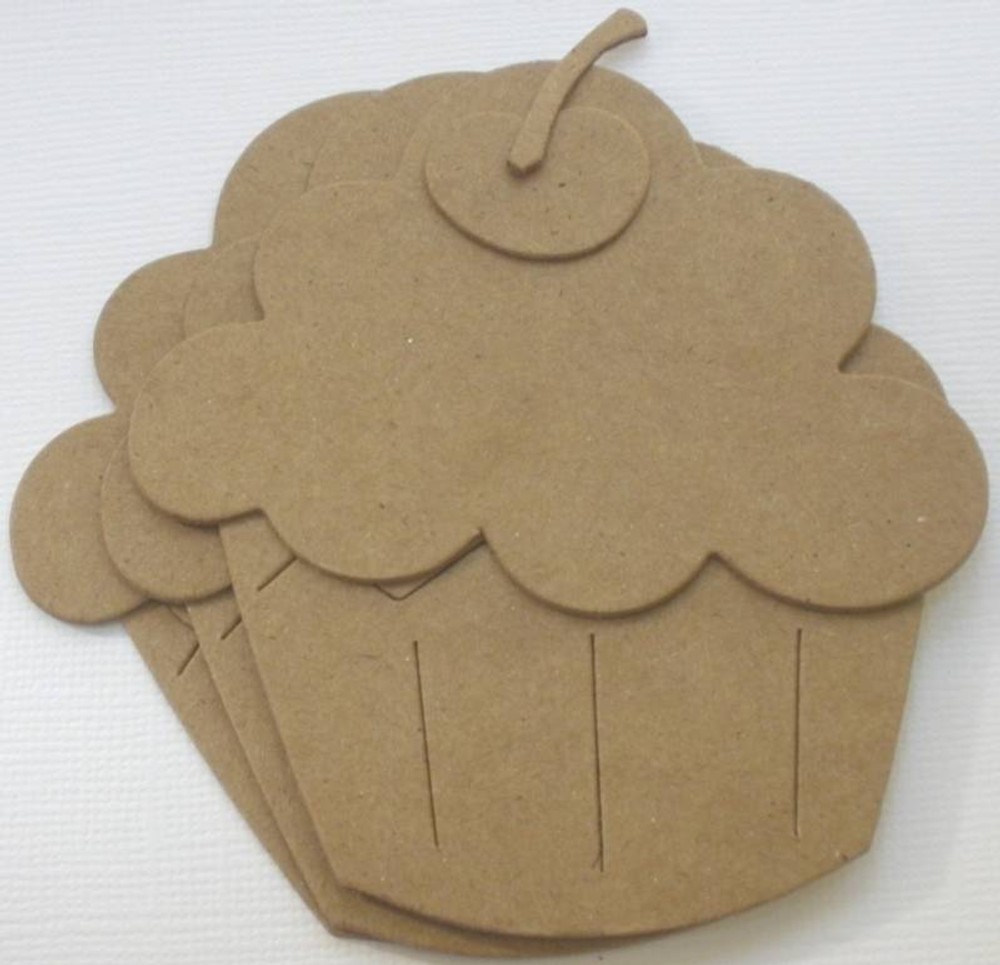 {4} LARGE CUPCAKE Unfinished Chipboard Die Cuts – 3 1/4″ x 4″