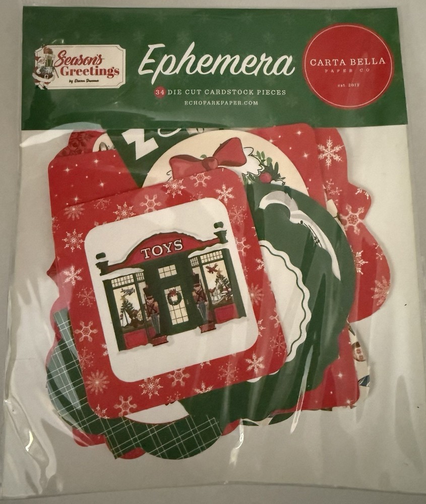 Carta Bella SEASON’S GREETINGS Ephemera Pieces~NICE~Quick Ship!