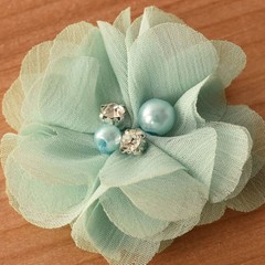 DIY Chiffon Fabric Flower with Pearls and bling Rhinestone Embellishment Craft