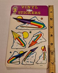 BJ Specialties Paper Airplanes Rainbow Rocket Vintage 80s Sticker Sheet 4.5″x6″