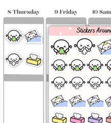 Sick Day Planner Sticker, Sick Leave Stickers for Calendar and Journal M0119