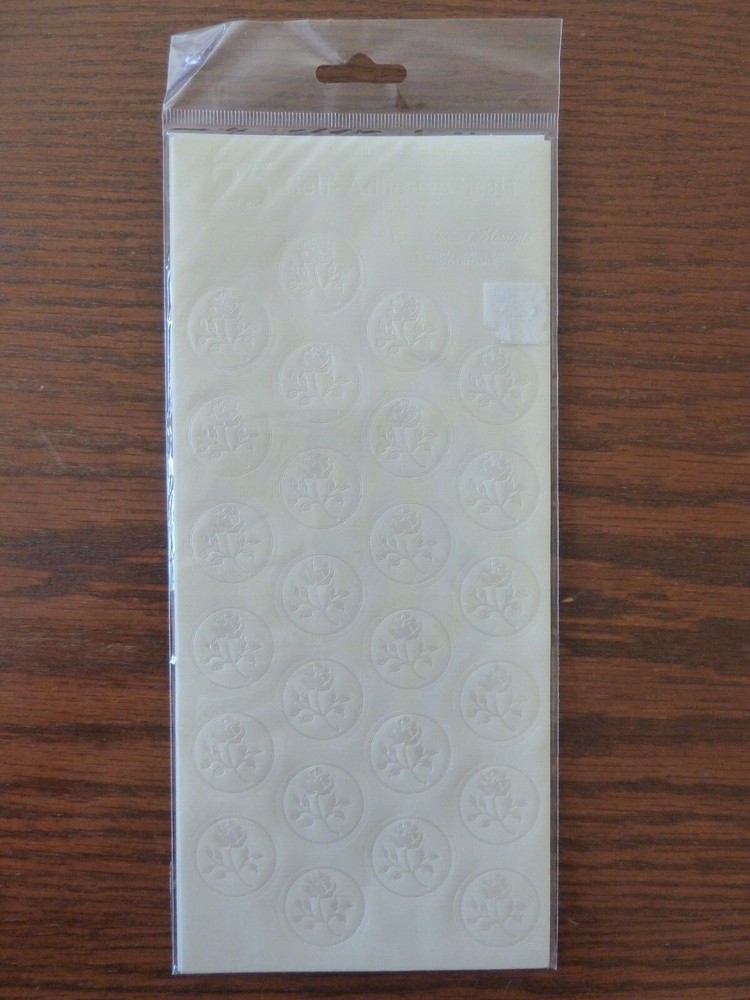 148 Pearl Rose on Ivory ENVELOPE SEALS Wedding Labels Round Stickers NEW