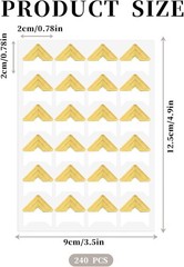 240 Pieces Photo Corners for Scrapbooking, Gold Photo Corner Stickers, Self-Adhe