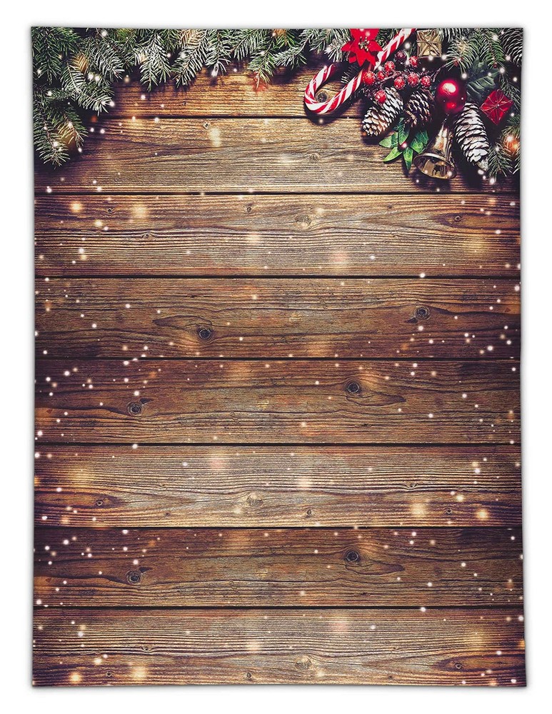 Allenjoy 6X8ft Soft Fabric Snowflake Gold Glitter Christmas Wood Wall Photogr…