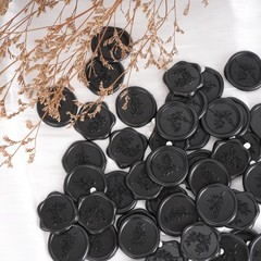 Black Wax Seal Stickers (60 Pcs, 3 Designs in 1 Pack) Premium Envelope Seal S…