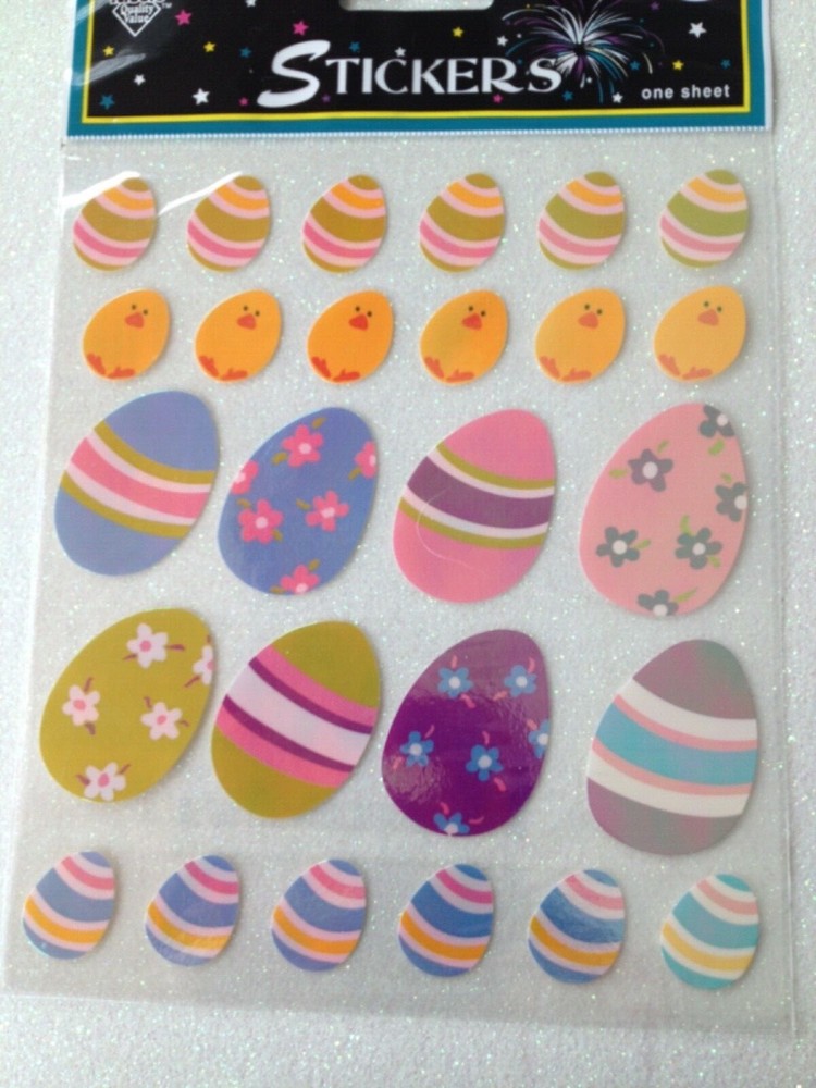 EASTER STICKERS FOIL EGGS MULTI-COLOR EASTER EGGS 26PCS EASTER EGGS