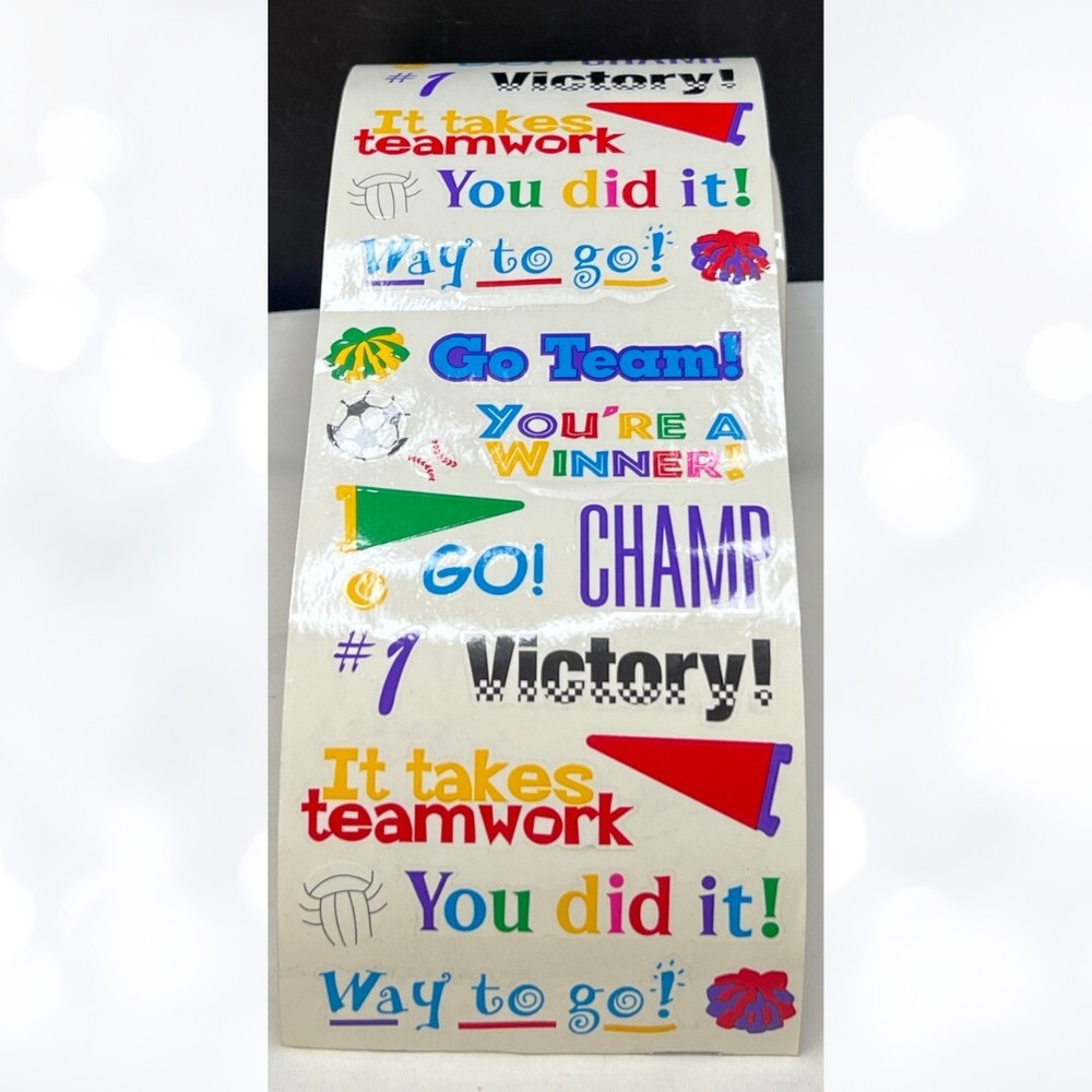 Mrs Grossman’s TEAMWORK CAPTIONS Sports Stickers Roll 27 Sheets