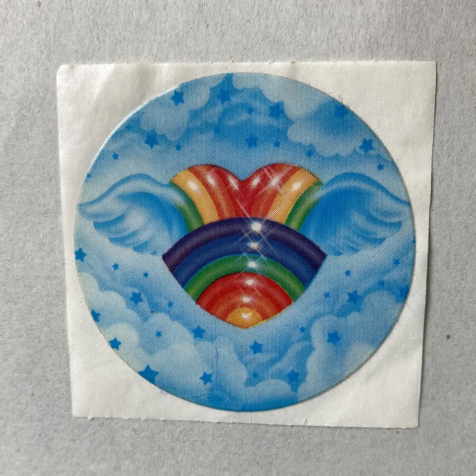 Lisa Frank Sticker Vintage Rainbow Heart Wings Clouds Stars 2”