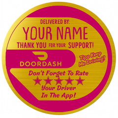 Custom DoorDash Thank You Sticker Round,Name Personalization,Rate & Tip Reminder
