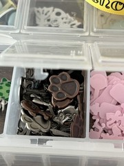 Lot in Case of Embellishments for Crafts and Scrapbooking, Letter Beads, Charms