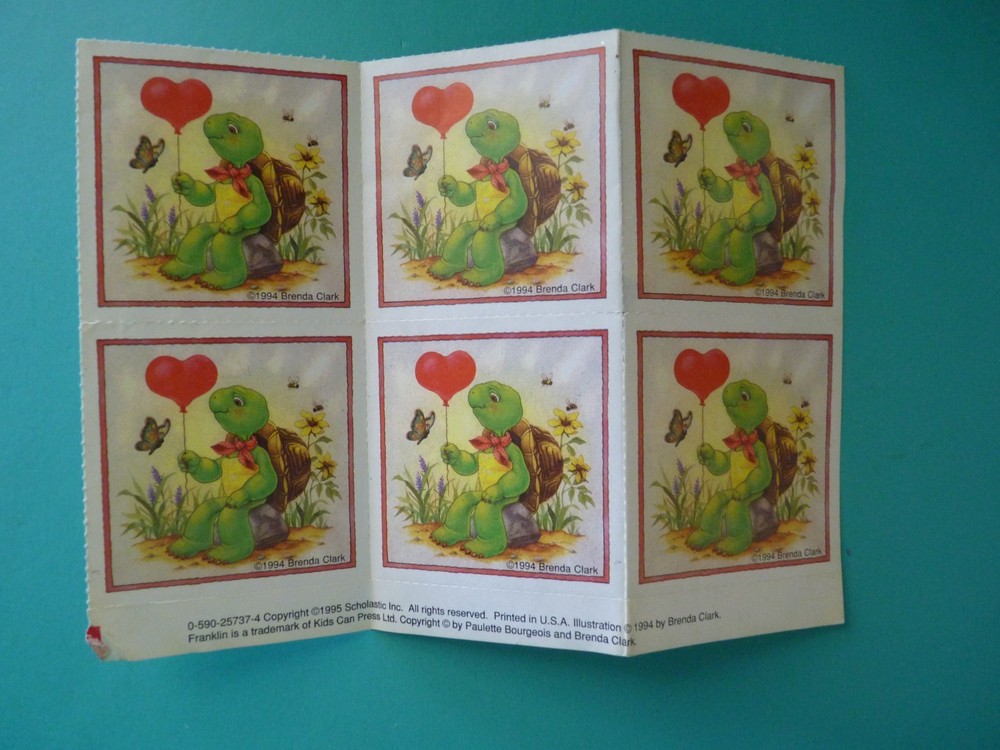 Vtg 1994 Scholastic FRANKLIN the Turtle Children’s Book Character Stickers (6)pc