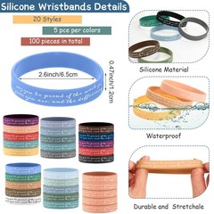 100 Pcs Motivational Bracelets Bulk Gifts Inspirational Silicone Bracelets Co…