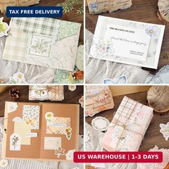 LIGHOON 400 Pcs Vintage Floral Scrapbook Paper, Floral Journaling Stickers Kit,
