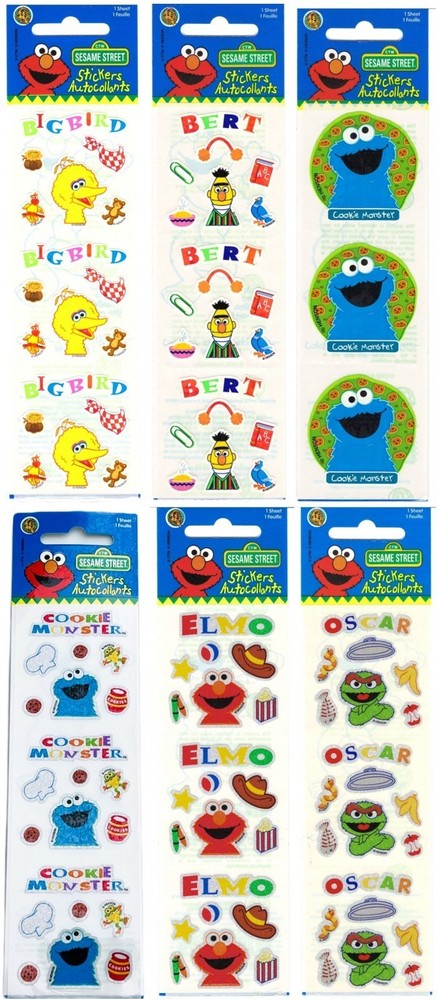 New Vintage 6 Packs Lot of Sandylion Sesame Street Scrapbooking Stickers NIP