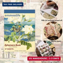 537pcs Vintage Washi Stickers and Papers for Scrapbooking, Ephemera Book for Jou