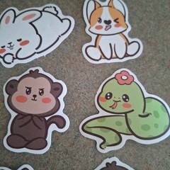 Cute Animals Peel & Stick Stickers 10 PCs Vinyl For Party Bag